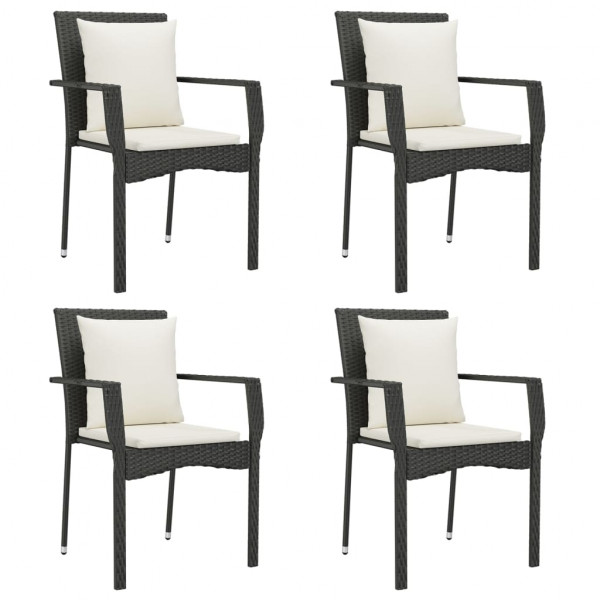 Set de muebles jardín 5 pzas con cojines ratán sintético negro M 4
