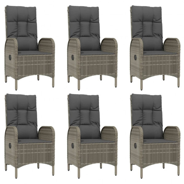 9 pcs conjunto de jantar p/ jardim c/ almofadões vime PE cinza M 4