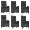9 pcs conjunto de jantar p/ jardim c/ almofadões vime PE preto 4