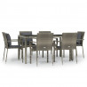 Set comedor jardín 7 pzas y cojines ratán sintético gris 2