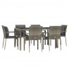 Set comedor jardín 7 pzas y cojines ratán sintético gris 3