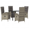 Set comedor jardín 5 pzas y cojines ratán sintético negro gris 3