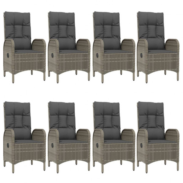 Set comedor jardín 9 pzas y cojines ratán sintético negro gris M 4