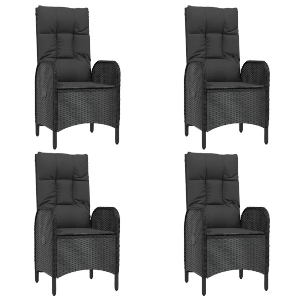 Set de muebles jardín 5 pzas con cojines ratán sintético negro M 4