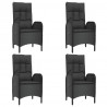 5 pcs conjunto de jantar p/ jardim c/ almofadões vime PE preto 4