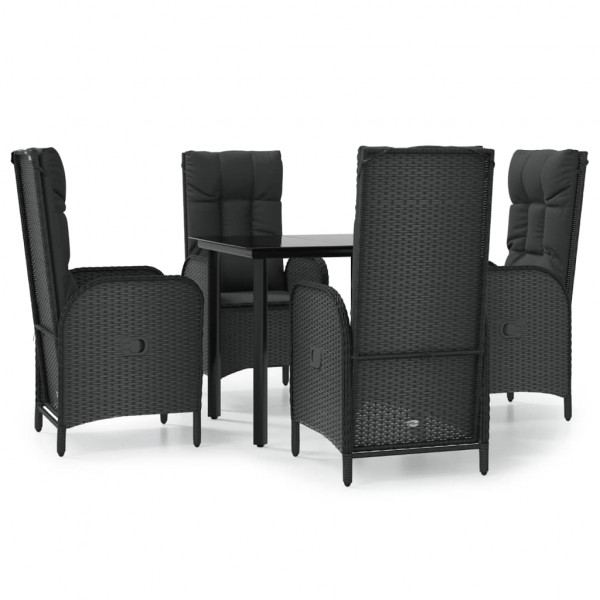 Set de muebles jardín 5 pzas con cojines ratán sintético negro M 2