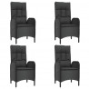 5 pcs conjunto de jantar p/ jardim c/ almofadões vime PE preto 4
