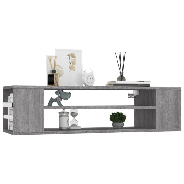 Mueble de TV colgante madera contrachapada gris 100x30x26.5 cm M 3