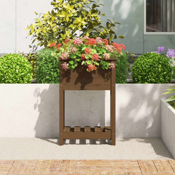 Jardinera de madera maciza de pino marrón 54x34.5x81 cm M 3