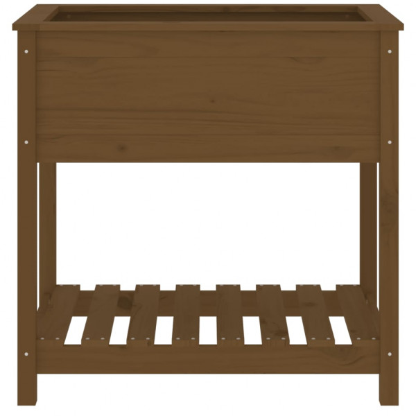 Jardinera con estante madera maciza marrón miel 82.5x54x81 cm M 5