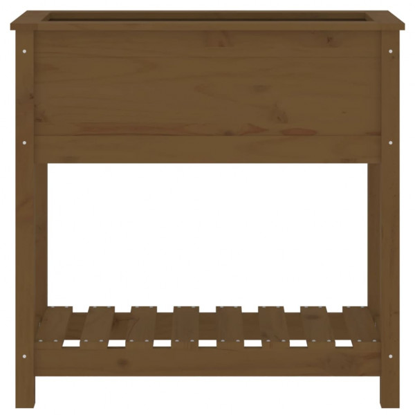 Jardinera con estante madera maciza pino marrón 82.5x34.5x81 cm M 5