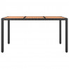 Mesa de jardín ratán PE negro y superficie madera maciza acacia 3