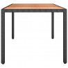 Mesa de jardín ratán PE negro y superficie madera maciza acacia 4