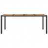Mesa de jardín ratán PE negro y superficie madera maciza acacia 3
