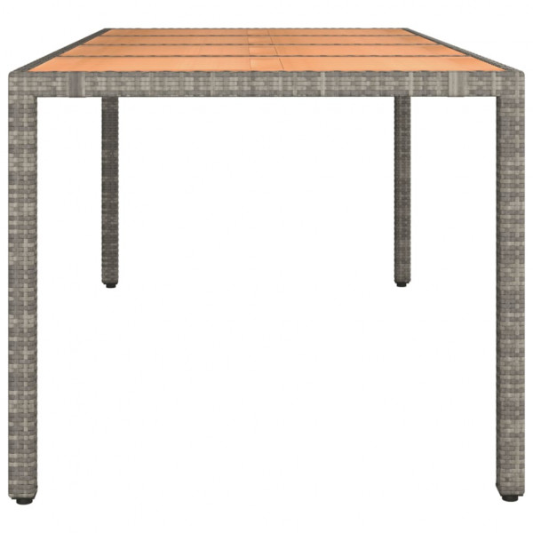Mesa de jardín ratán PE gris y superficie madera maciza acacia M 4