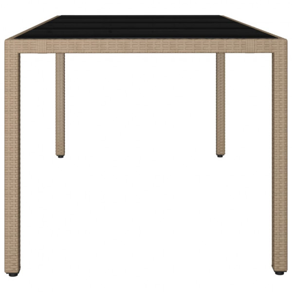 Mesa de jardín ratán beige y superficie de vidrio templado M 4