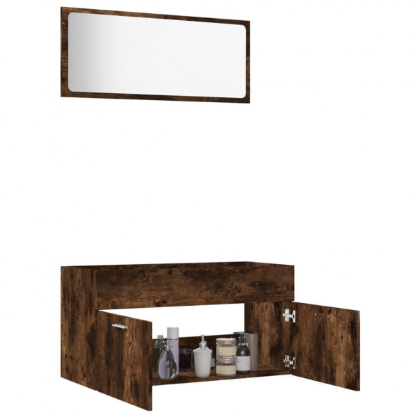 Set de muebles baño 2 pzas madera contrachapada roble ahumado M 4