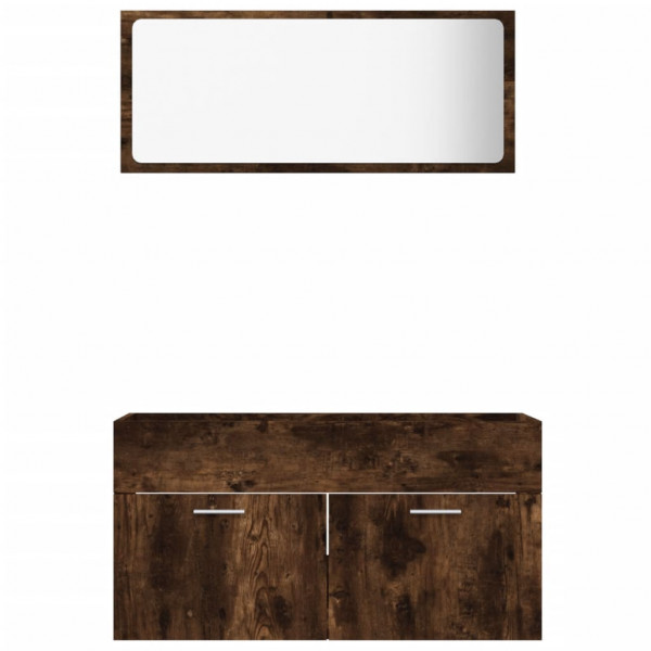 Set de muebles baño 2 pzas madera contrachapada roble ahumado M 5
