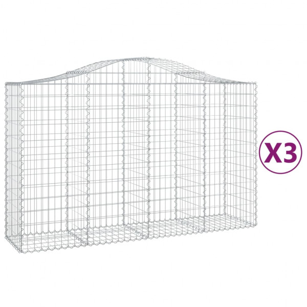 Cestos gabião arqueados 3pcs 200x50x120/140cm ferro galvanizado M 2
