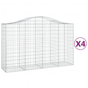 Cestos gabião arqueados 4pcs 200x50x120/140cm ferro galvanizado H
