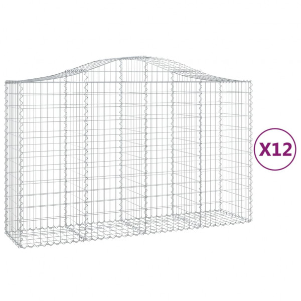Cestos gabião arqueados 12pcs 200x50x120/140 ferro galvanizado M 2