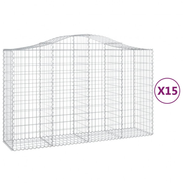 Cestos gabião arqueados 15pcs 200x50x120/140 ferro galvanizado M 2