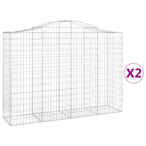 Cestos gabião arqueados 2pcs 200x50x140/160cm ferro galvanizado H