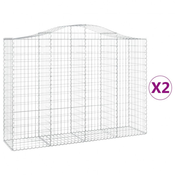 Cestos gabião arqueados 2pcs 200x50x140/160cm ferro galvanizado M 2