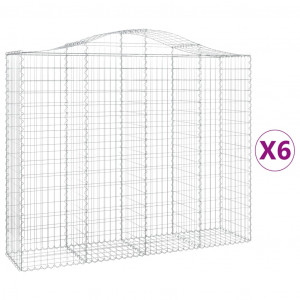 Cestos gabião arqueados 6pcs 200x50x160/180cm ferro galvanizado H