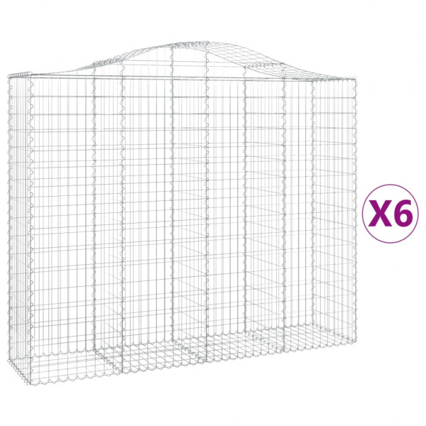 Cestos gabião arqueados 6pcs 200x50x160/180cm ferro galvanizado M 2