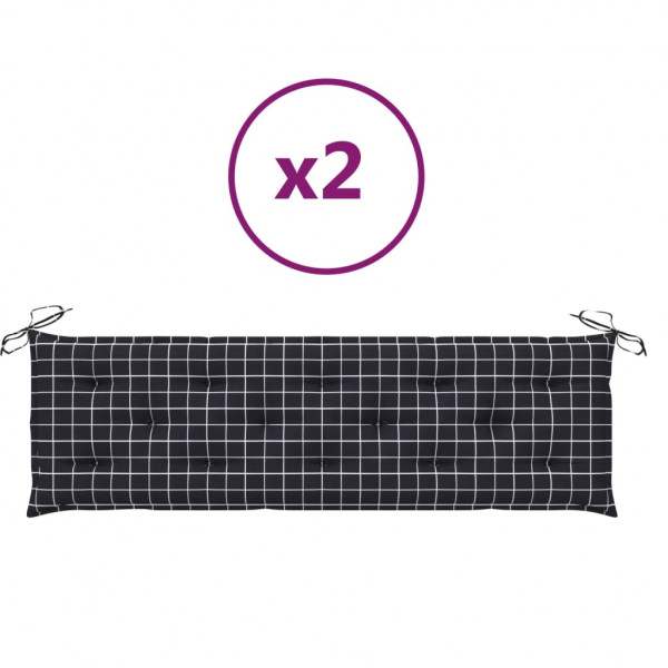 Almofadões p/ banco de jardim 2 pcs tecido oxford xadrez preto M 2