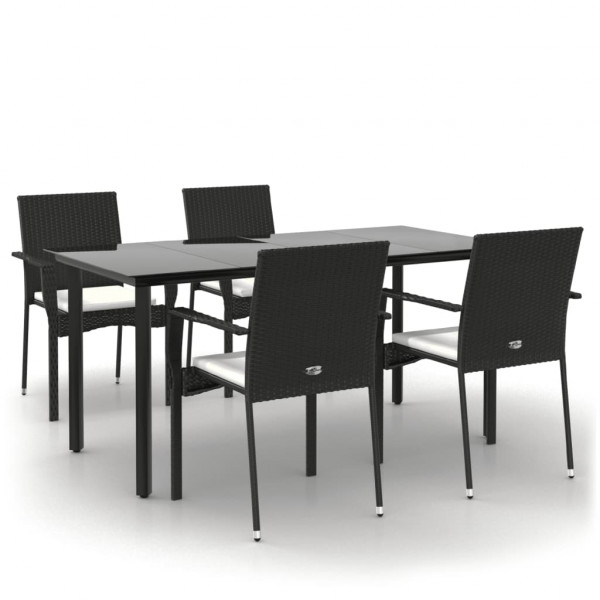 Set de muebles jardín 5 pzas con cojines ratán sintético negro M 2