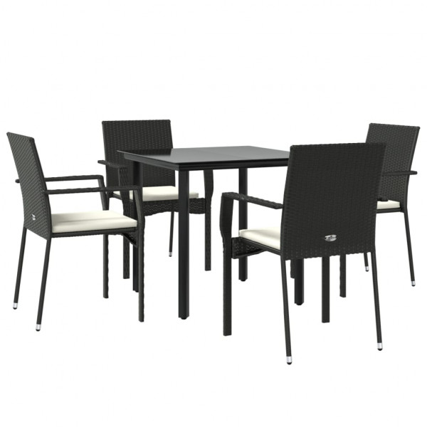 Set de muebles jardín 5 pzas con cojines ratán sintético negro M 3