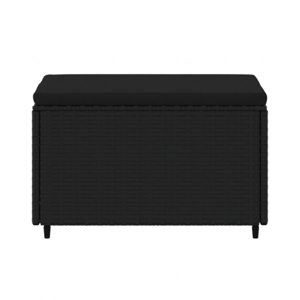 Apoio de pés para jardim com almofadão vime PE preto M 4