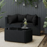 3 pcs conjunto lounge de jardim c/ almofadões vime PE preto 1