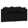 3 pcs conjunto lounge de jardim c/ almofadões vime PE preto 3