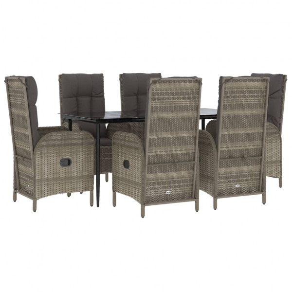 Set comedor jardín 7 pzas y cojines ratán sintético negro gris M 3