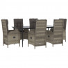 Set comedor jardín 7 pzas y cojines ratán sintético negro gris 3