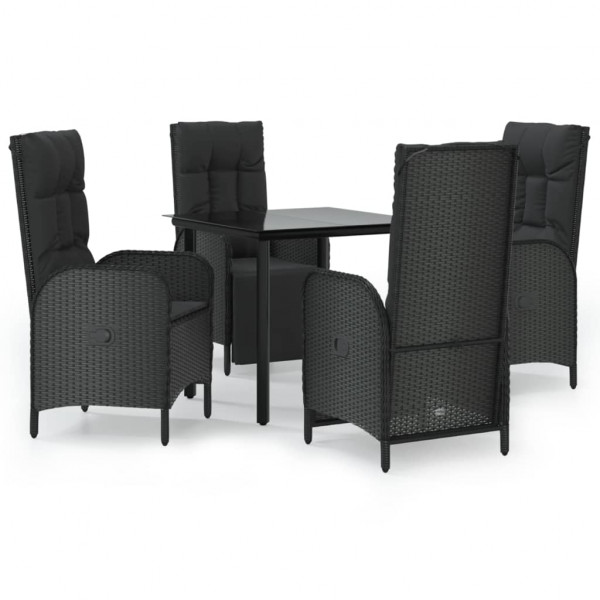 Set de muebles jardín 5 pzas con cojines ratán sintético negro M 2