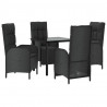Set de muebles jardín 5 pzas con cojines ratán sintético negro 3