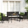 4 pcs conjunto lounge de jardim c/ almofadões vime PE preto 1
