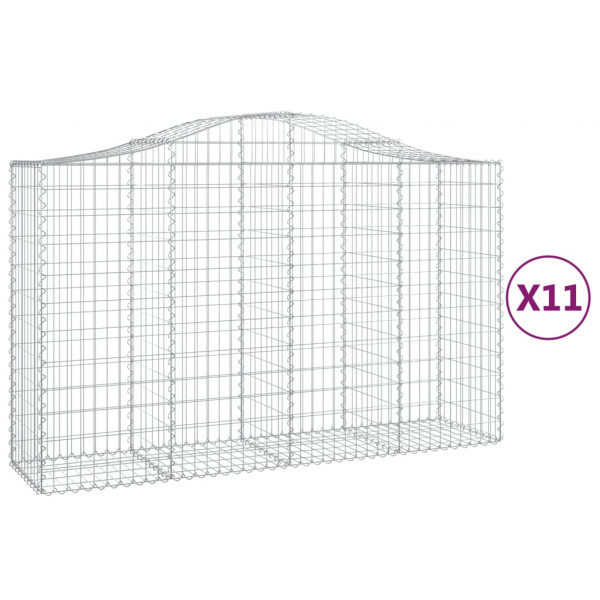 Cestos gabião arqueados 11pcs 200x50x120/140 ferro galvanizado M 2
