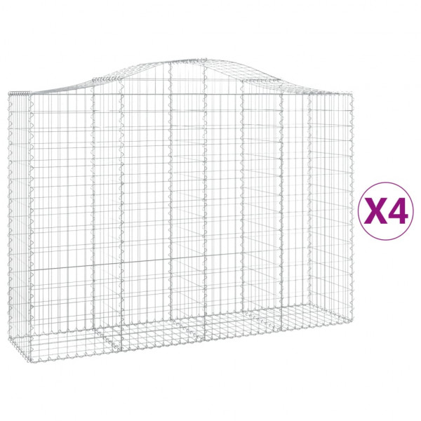 Cestos gabião arqueados 4pcs 200x50x140/160cm ferro galvanizado M 2
