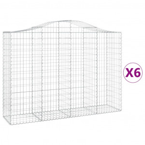 Cestos gabião arqueados 6pcs 200x50x140/160cm ferro galvanizado H