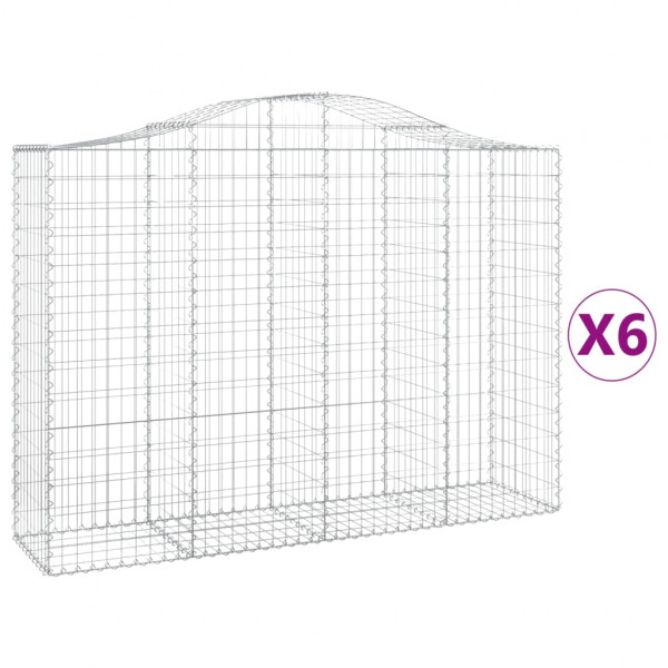Cestos gabião arqueados 6pcs 200x50x140/160cm ferro galvanizado M 2