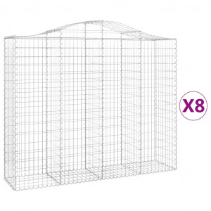 Cestos gabião arqueados 8pcs 200x50x160/180cm ferro galvanizado H
