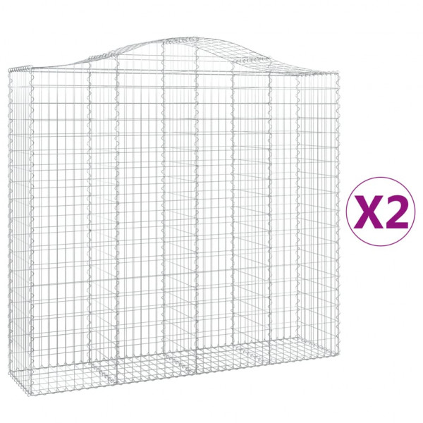 Cestos gabião arqueados 2pcs 200x50x180/200cm ferro galvanizado M 2