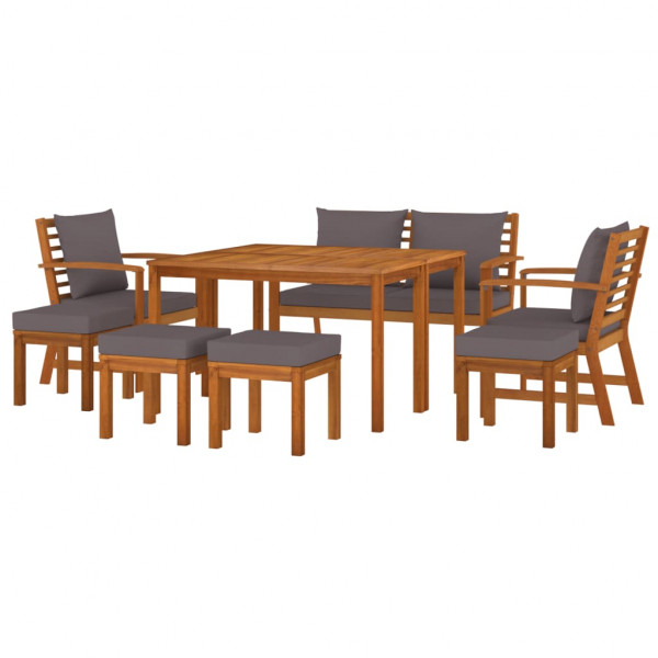 Juego comedor jardín con cojines 9 piezas madera maciza acacia M 3
