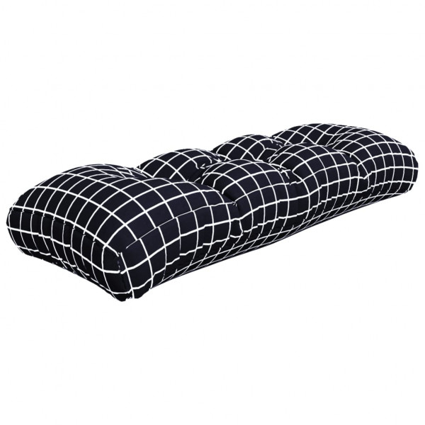 Sofá-cama de paletes de tecido em quadros preto 120x40x12 cm M 2
