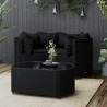 4 pcs conjunto lounge de jardim c/ almofadões vime PE preto 1